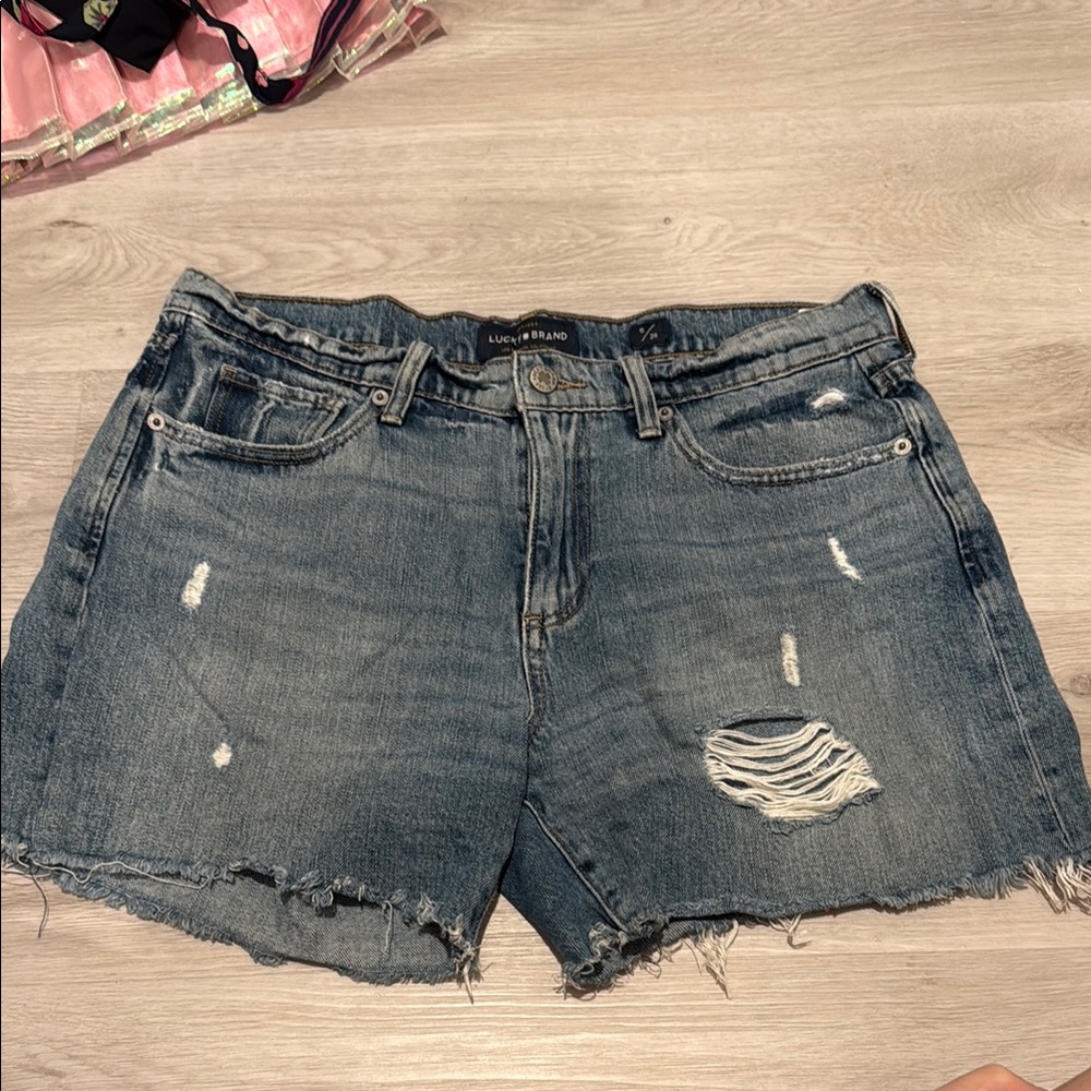 Lucky Brand Blue Jean Shorts Distressed Cut-Off